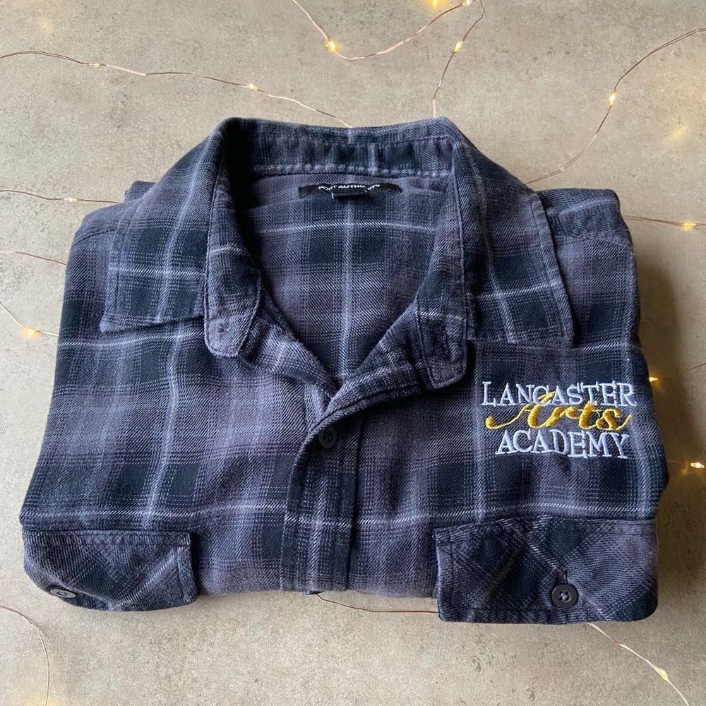 Black Plaid Button-Up Shirt